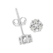 Bids.com .925 Sterling Silver 1/10 cttw Prong Set Round-Cut Trio Diamond Stud Earrings (I-J Color, I3 Clarity) Earrings
