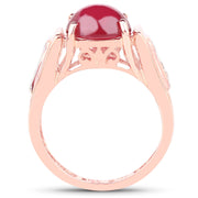 Bids.com 14K Rose Gold Plated 4.71 Carat Genuine Glass Filled Ruby and White Topaz .925 Sterling Silver Ring Rings