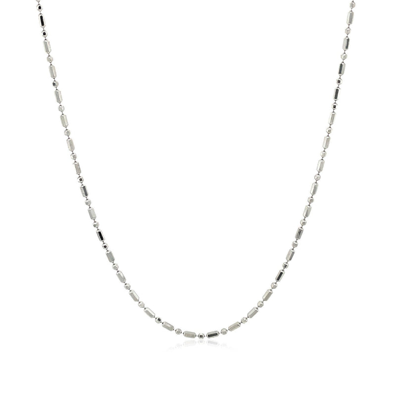 Bids.com 14k White Gold Diamond-Cut Alternating Bead Chain 1.2mm Necklaces