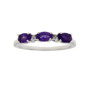 Bids.com .70ct Amethyst Diamond Ring Sterling Silver Rings