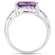 Bids.com 3.08 Carat Genuine Amethyst and Tanzanite .925 Sterling Silver Ring Rings