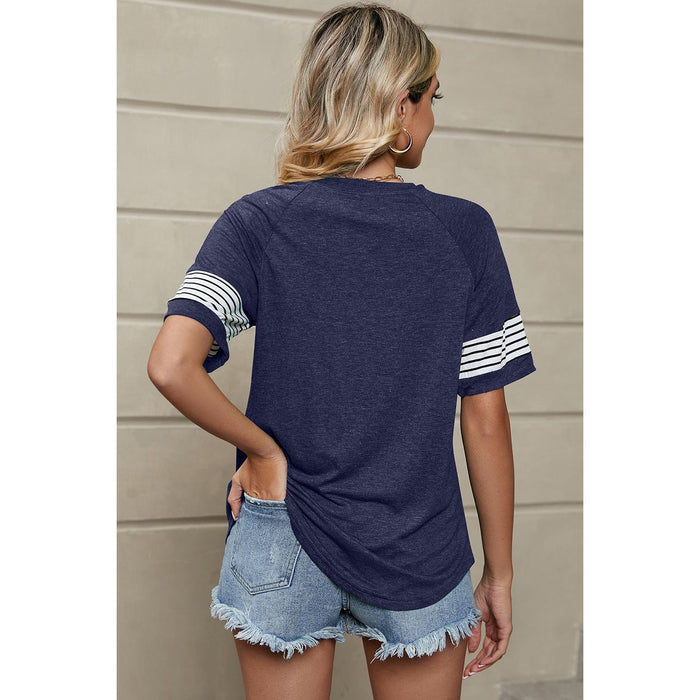 Striped Round Neck Short Sleeve T-Shirt