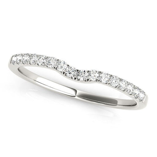 Bids.com 14k White Gold Curved Pave Setting Diamond Wedding Ring (1/8 cttw) Rings