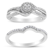 Bids.com .925 Sterling Silver 1/3 Cttw Composite Diamond Frame Bypass Bridal Set Ring and Band (I-J Color, I2-I3 Clarity) - Ring Size 7 Rings