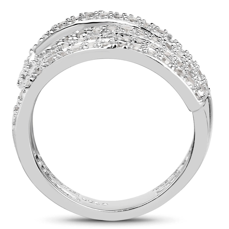 Bids.com 0.83 Carat Genuine White Diamond .925 Sterling Silver Ring Rings