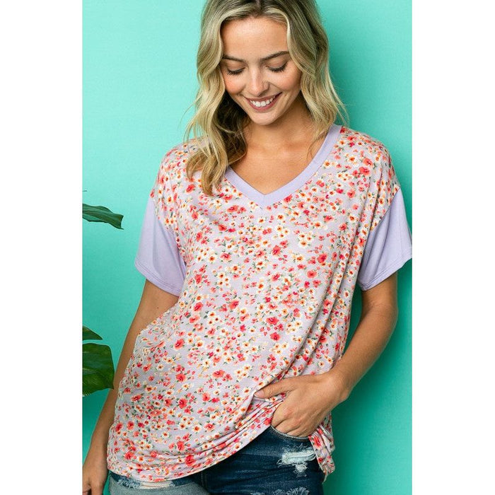 Dizzy Floral Solid Mix Boxy Top