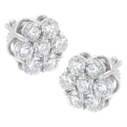 Bids.com Sterling Silver 2 cttw Floral Composite 7 Stone Diamond Stud Earring (I-J, I1-I2) Earrings