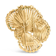 Bids.com 18K Yellow Gold 2 1/3 Cttw Diamond, Sapphire, and Emerald Sculpted Petal Brooch Pin (G-H Color, VS1-VS2 Clarity) Accessories