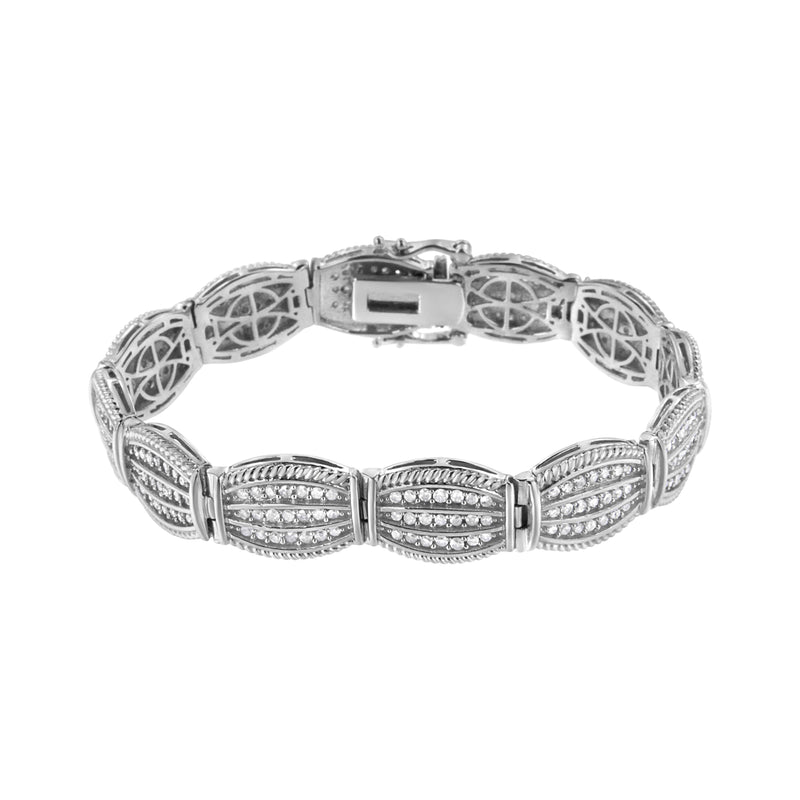 Bids.com .925 Sterling Silver 3.0 Cttw Prong Set Diamond Art Deco Style Tennis Bracelet (I-J Color, I2-I3 Clarity) - 7.25" Bracelets