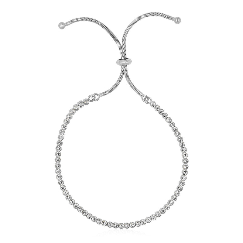 Bids.com Adjustable Tennis Style Bracelet with Cubic Zirconia in Sterling Silver Bracelets