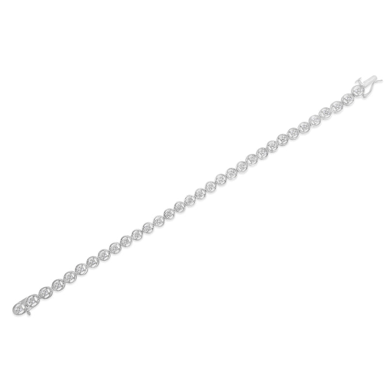 Bids.com 14K Rose Gold Over .925 Sterling Silver 1/4 Cttw Diamond 7" Open Circle Wheel Link Tennis Bracelet (I-J Color, I2-I3 Clarity) Bracelets