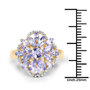 Bids.com 14K Yellow Gold Plated 2.01 Carat Genuine Tanzanite & White Topaz .925 Sterling Silver Ring Rings