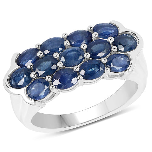 Bids.com 2.60 Carat Genuine Blue Sapphire .925 Sterling Silver Ring Rings