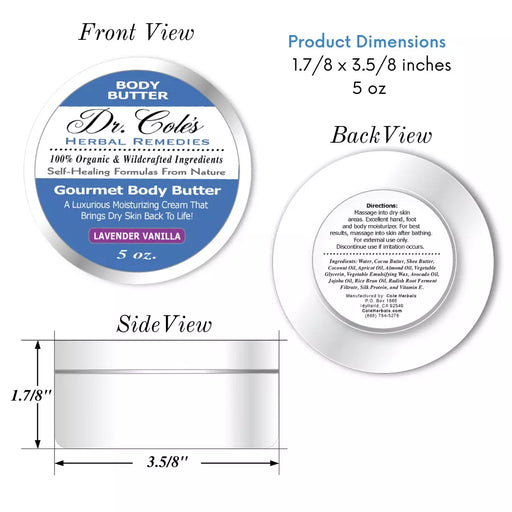 COLEHERBALS 38 - Dr. Cole's Gourmet Body Butter - LAVENDER VANILLA Herbal