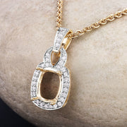 Bids.com 0.25 Carat Genuine White Diamond 14K Yellow Gold Semi Mount Pendant - holds 9x7mm Cushion Gemstone Pendants