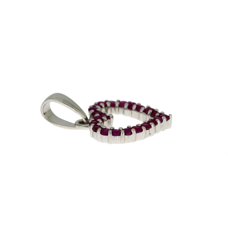 Bids.com .37ct Ruby Heart Love Pendant 10KT White Gold Pendants