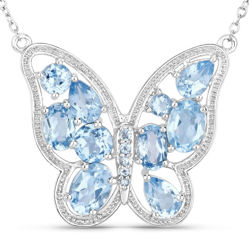 Bids.com 5.54 Carat Genuine Swiss Blue Topaz .925 Sterling Silver Necklace Necklaces