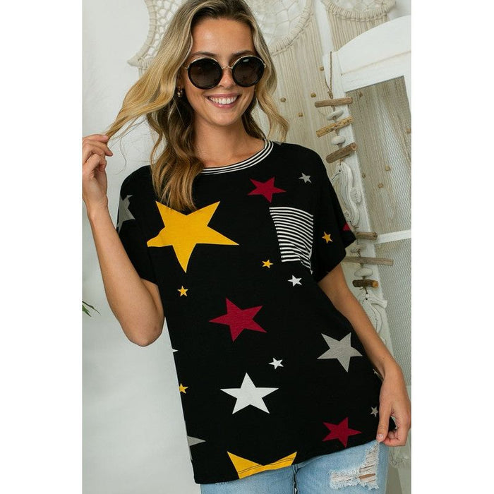 Plus Star Stripe Jersey Pocket Top