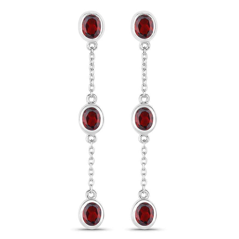 Bids.com 2.70 Carat Genuine Garnet .925 Sterling Silver Earrings Earrings