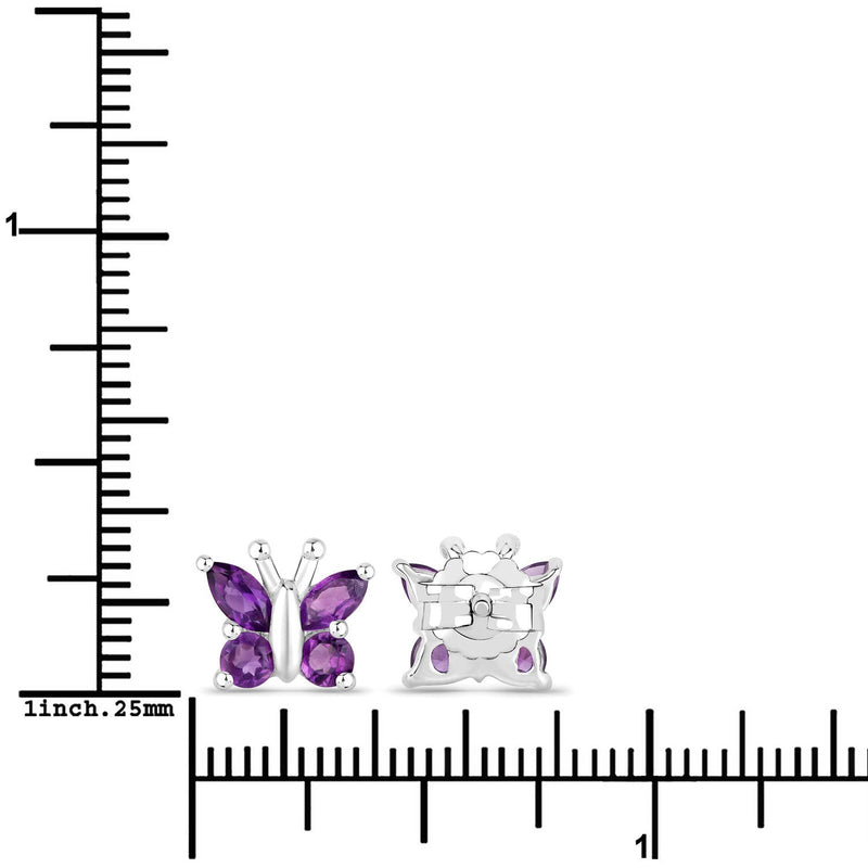 Bids.com 1.00 Carat Genuine Amethyst .925 Sterling Silver Earrings Earrings