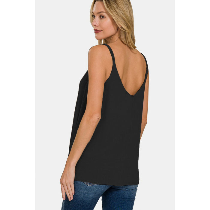 Zenana Woven Double Spaghetti Strap V-Neck Cami