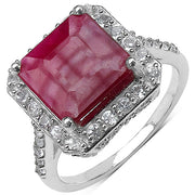Bids.com 5.35 Carat Genuine Ruby .925 Sterling Silver Ring Rings