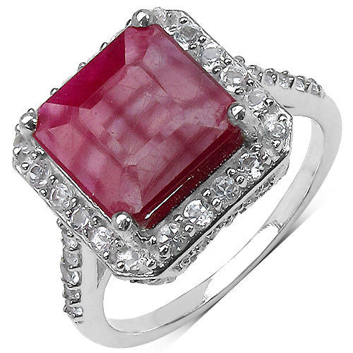 Bids.com 5.35 Carat Genuine Ruby .925 Sterling Silver Ring Rings
