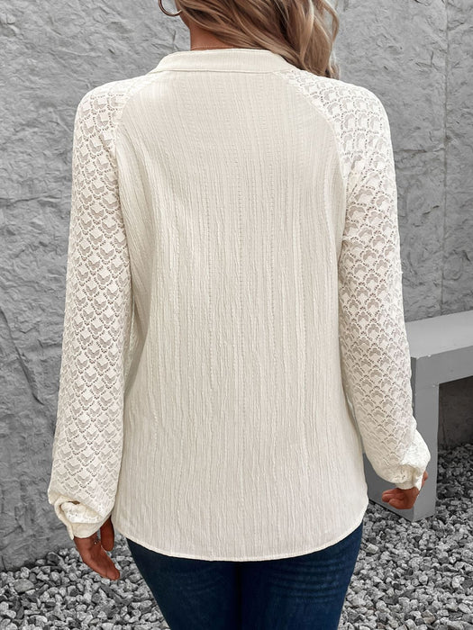 Textured Notched Long Sleeve Shirt