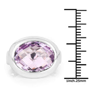 Bids.com 8.00 Carat Genuine Pink Amethyst .925 Sterling Silver Ring Rings