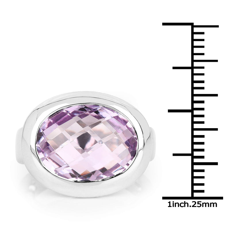 Bids.com 8.00 Carat Genuine Pink Amethyst .925 Sterling Silver Ring Rings