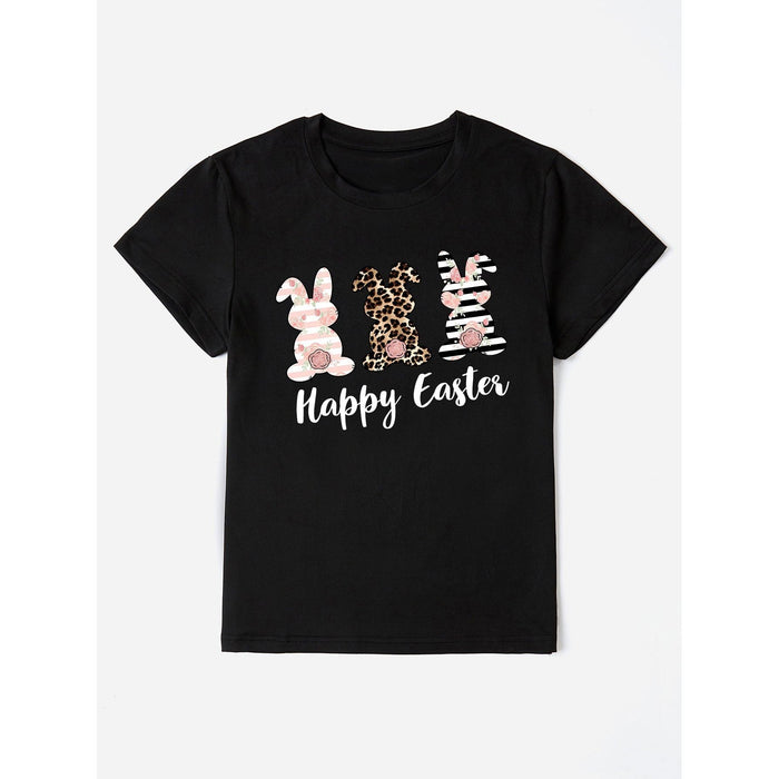 Happy Easter Round Neck Short Sleeve T-Shirt