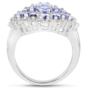Bids.com 4.72 Carat Genuine Tanzanite and White Topaz .925 Sterling Silver Ring Rings