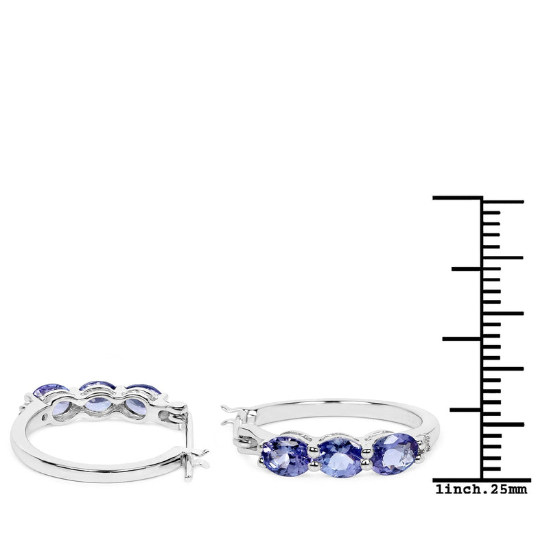 Bids.com 1.99 Carat Genuine Tanzanite and White Diamond .925 Sterling Silver Earrings Earrings