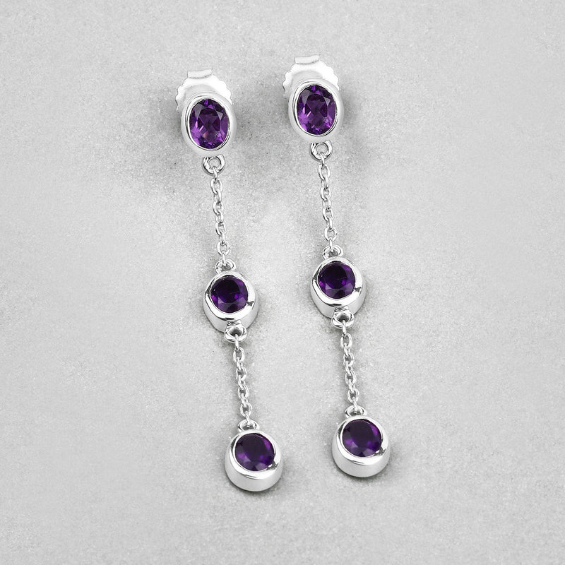 Bids.com 2.04 Carat Genuine Amethyst .925 Sterling Silver Earrings Earrings
