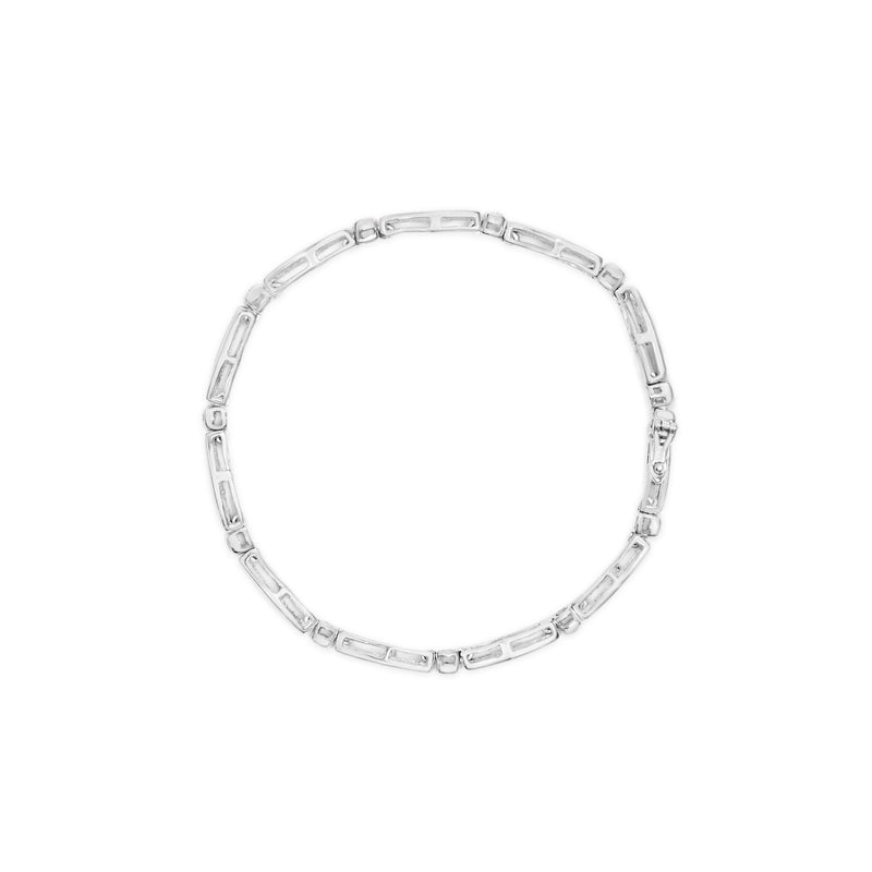 Bids.com 14K White Gold 1-1/2 Cttw Round Brilliant-Cut & Baguette Cut Diamond Bezel and Tapered Link 7" Tennis Bracelet (H-I Color, I1-I2 Clarity) Bracelets