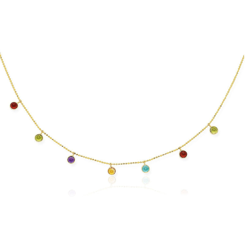 Bids.com 14k Yellow Gold Cable Chain Necklace with Round Multi-Tone Charms Necklaces