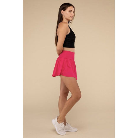 Wide Band Tennis Skirt with Zippered Back Pocket