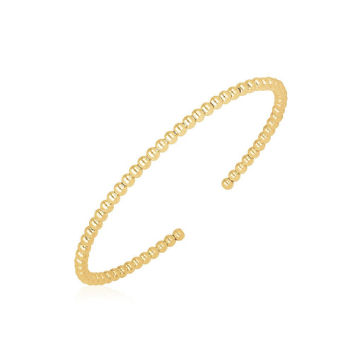 Bids.com 14k Yellow Gold High Polish Bead Cuff Bangle (3mm) Bracelets