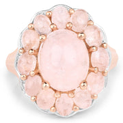 Bids.com 14K Rose Gold Plated 6.76 Carat Genuine Morganite .925 Sterling Silver Ring Rings