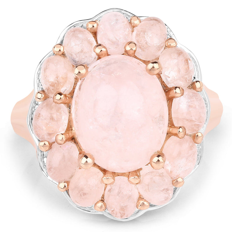 Bids.com 14K Rose Gold Plated 6.76 Carat Genuine Morganite .925 Sterling Silver Ring Rings