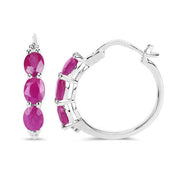 Bids.com 1.81 Carat Genuine Ruby and White Diamond .925 Sterling Silver Earrings Earrings