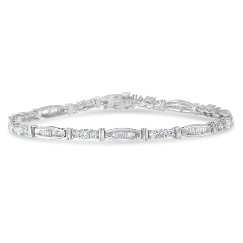 Bids.com 10K White Gold Geometric Pattern Diamond Tennis Bracelet (3 cttw, H-I Color, SI2-I1 Clarity) Bracelets
