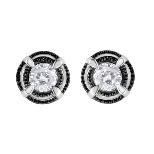 Bids.com Black Rhodium Plated .925 Sterling Silver Round 1-1/2 cttw Diamond Double Halo 4-Prong Solitaire Milgrain Stud Earrings (H-I Color, I2-I3 Clarity) Earrings White Smoke White.Sterling Silver / 1.5,White.Sterling Silver / 1,White.Sterling Silver / 0.5