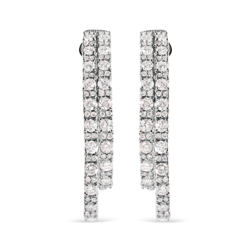 Bids.com 14K White Gold 4.0 Cttw Diamond Asymmetrical Inside Out Double-Hoop Earrings (I-J Color, I1-I2 Clarity) Earrings