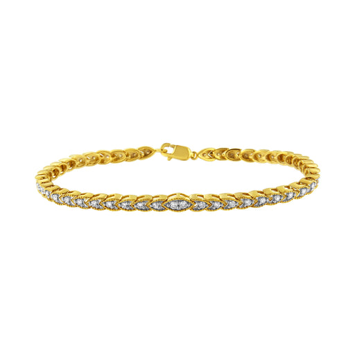 Bids.com 10K Yellow Gold Plated .925 Sterling Silver 1 cttw Prong-Set Diamond Pear Shape Link Bracelet (I-J Color, I1-I2 Clarity) - 7.25" Bracelets