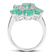 Bids.com 3.57 Carat Genuine Emerald and White Diamond .925 Sterling Silver Ring Rings