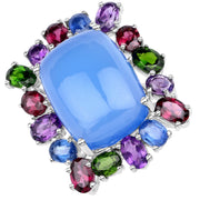 Bids.com 26.67 Carat Genuine Multi Stones .925 Sterling Silver Ring Rings