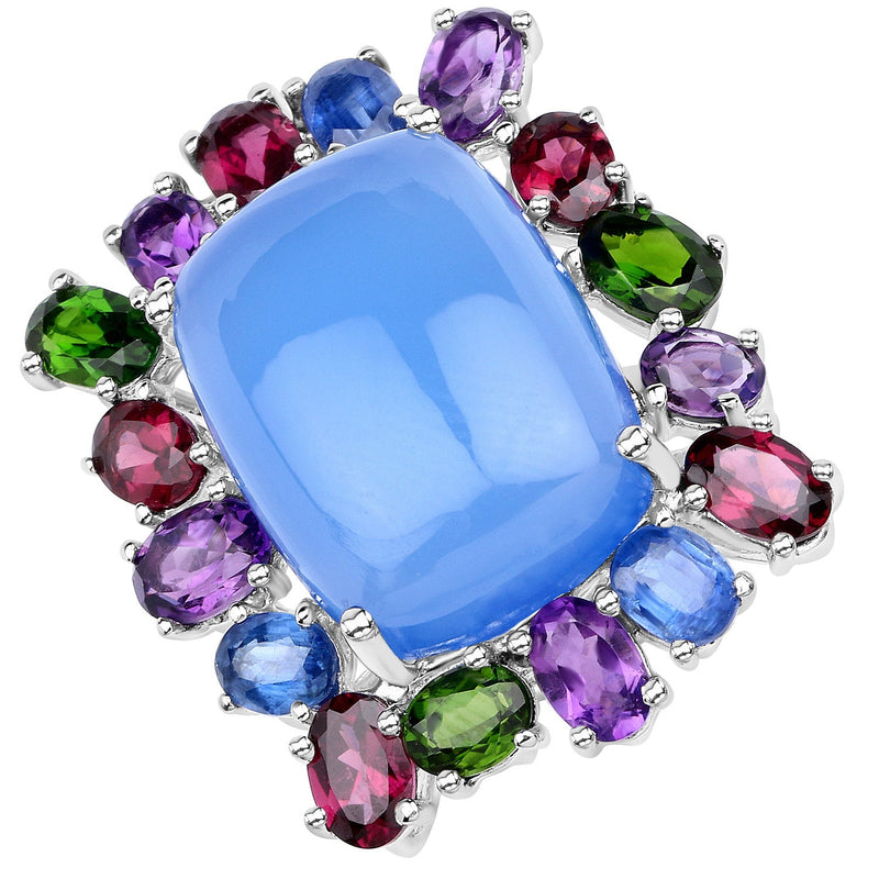 Bids.com 26.67 Carat Genuine Multi Stones .925 Sterling Silver Ring Rings