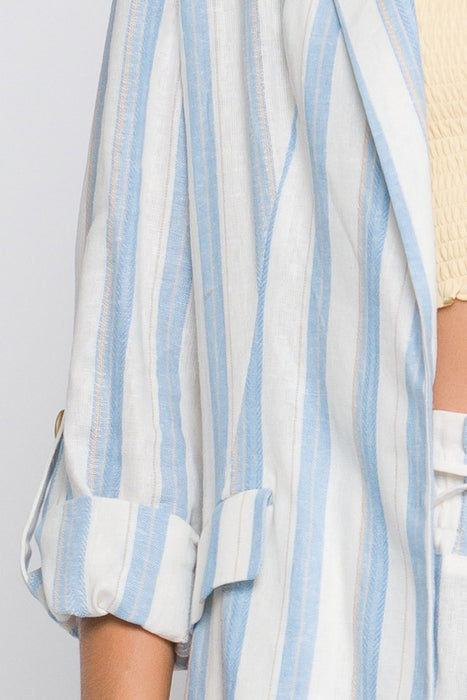 Love Tree Linen Woven Striped Blazer