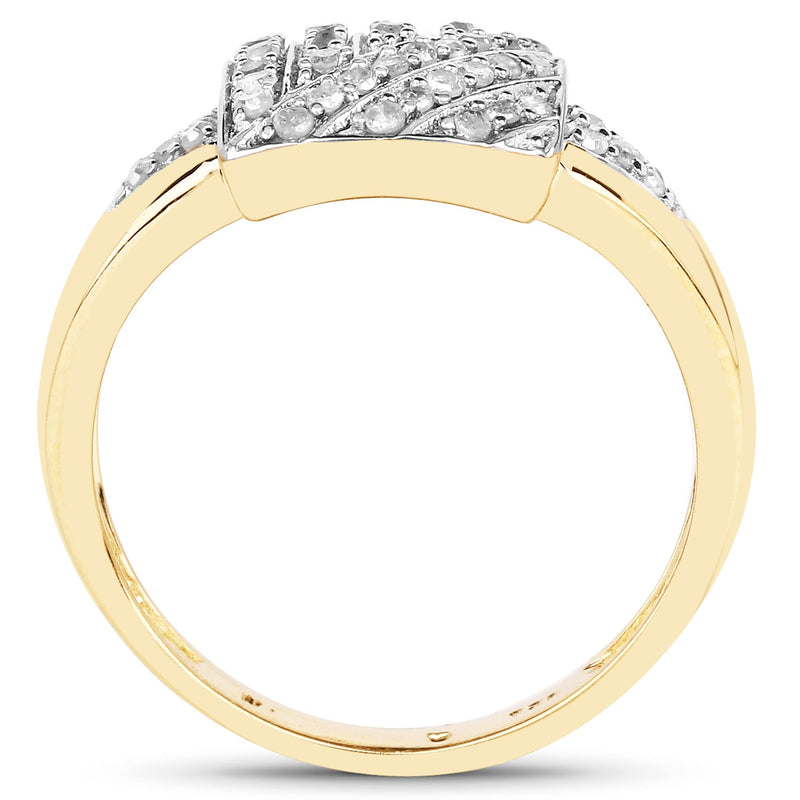 Bids.com 14K Yellow Gold Plated 0.23 Carat Genuine White Diamond .925 Sterling Silver Ring Rings